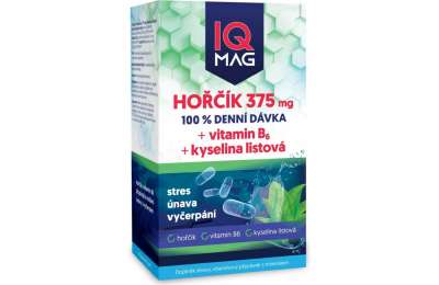 IQ Mag Hořčík 375 mg + vitamin B6 + kyselina listová 30 kapslí